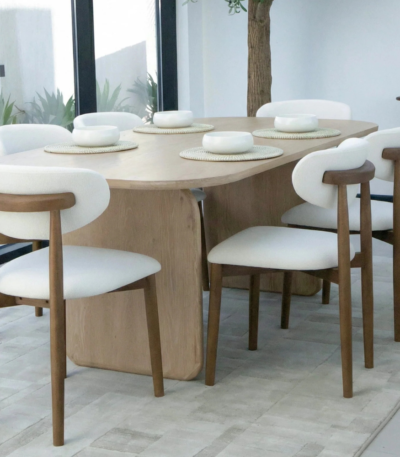 Bahoo Lunova Solid White Ash Wooden Dining Table