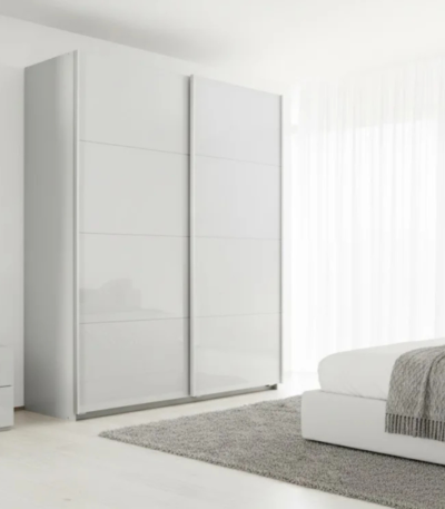 Bahoo Nilsen 3-Door Sliding Wardrobe with Built-In Accent Tower and Loft Cabinets for modern UAE bedrooms.