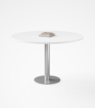 Bahoo Modern Round Meeting Table White Top Chrome Legs