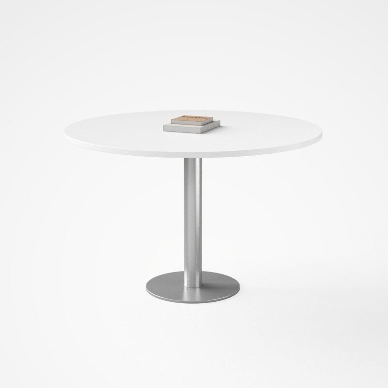 Bahoo Modern Round Meeting Table White Top Chrome Legs