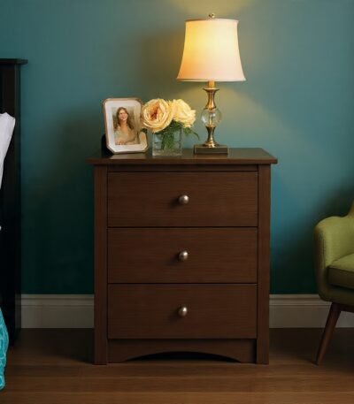 Achelos Executive 3-Drawer Deluxe Nightstand with three drawers for modern bedroom storage by Bahoo Interior UAE