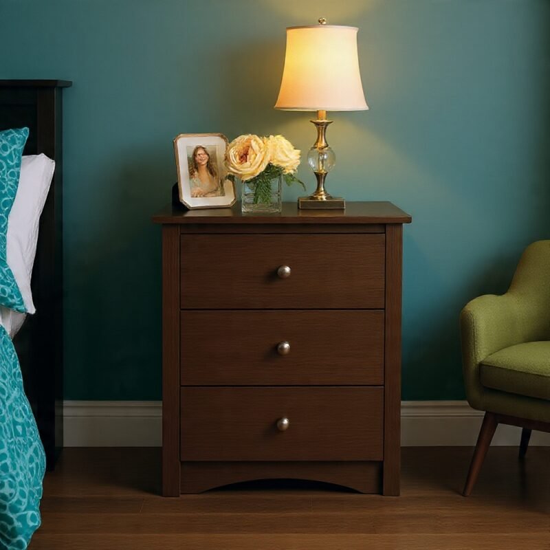 Achelos Executive 3-Drawer Deluxe Nightstand with three drawers for modern bedroom storage by Bahoo Interior UAE