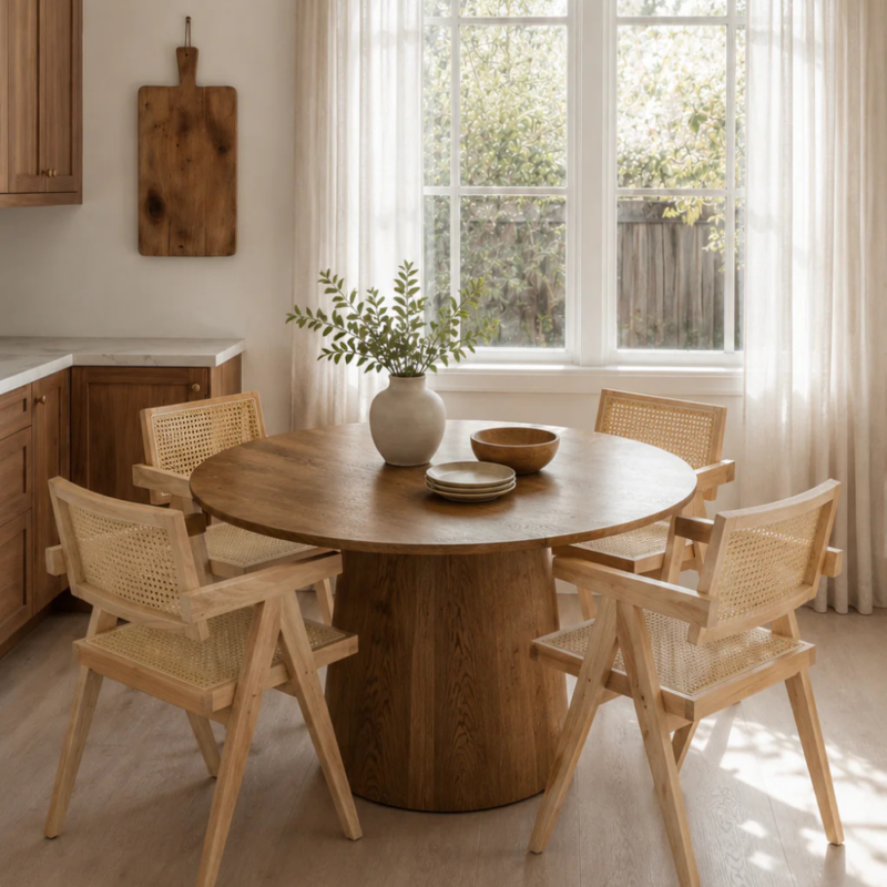 Bahoo Vinci Solid Wood Round Dining Table