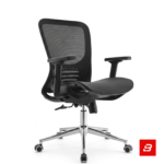 Modern ergonomic black mesh task office chair with chrome base and adjustable armrests for UAE offices