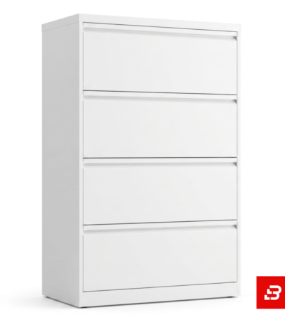 White 4-drawer office lateral filing cabinet by Bahoo Interior UAE
