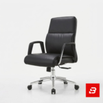 Modern executive black leatherette office desk chair with chrome base and wheels for UAE offices