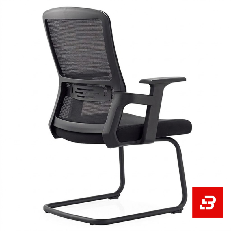 Modern black mesh visitor office chair with cantilever base for UAE offices