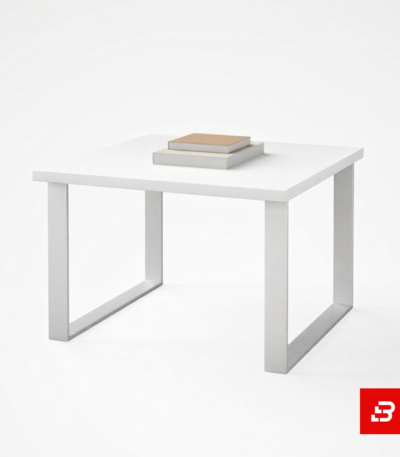 Modern minimalist white coffee table with metal loop legs for UAE living rooms