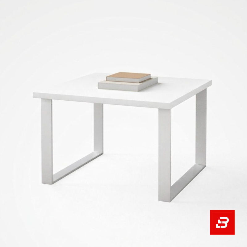 Modern minimalist white coffee table with metal loop legs for UAE living rooms