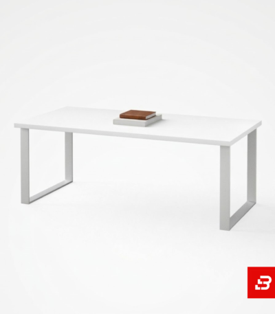 Modern white rectangular coffee table with metal loop legs for UAE living rooms