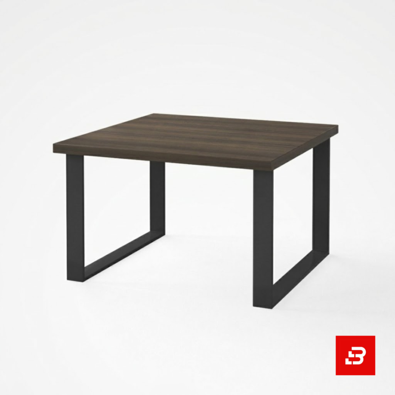 Modern dark walnut coffee table with black metal loop legs for UAE living rooms
