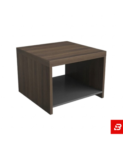 Modern dark walnut square coffee table with open lower shelf storage for UAE living rooms