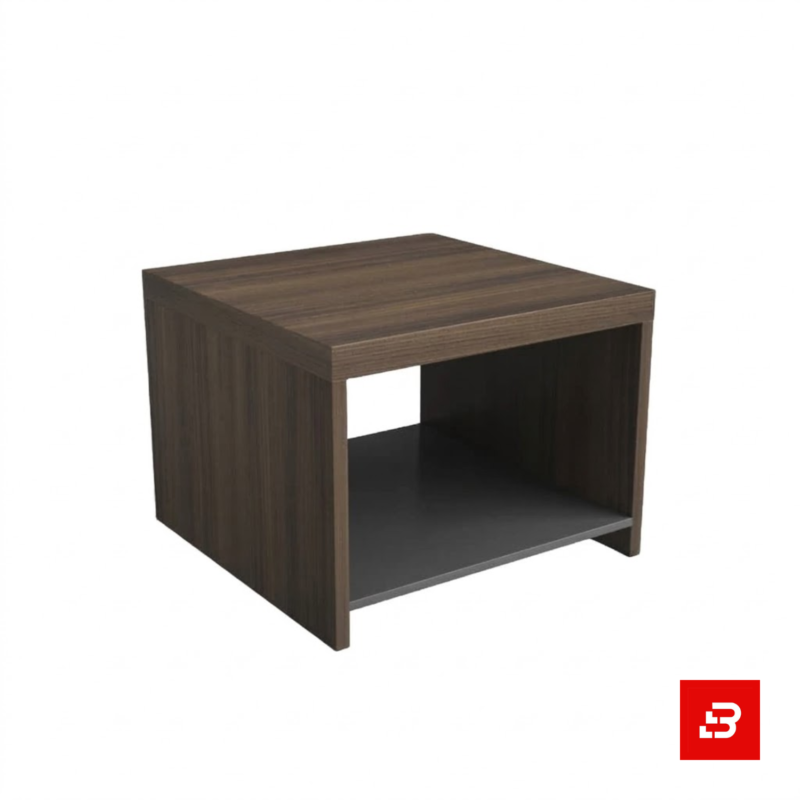 Modern dark walnut square coffee table with open lower shelf storage for UAE living rooms