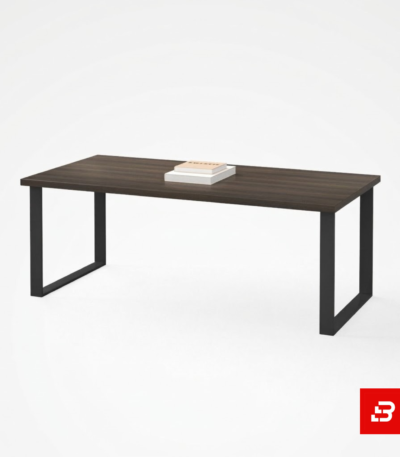 Modern dark walnut rectangular coffee table with black metal loop legs for UAE living rooms