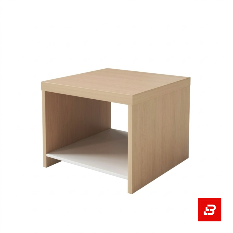 Modern light oak square coffee table with open lower shelf storage for UAE living rooms