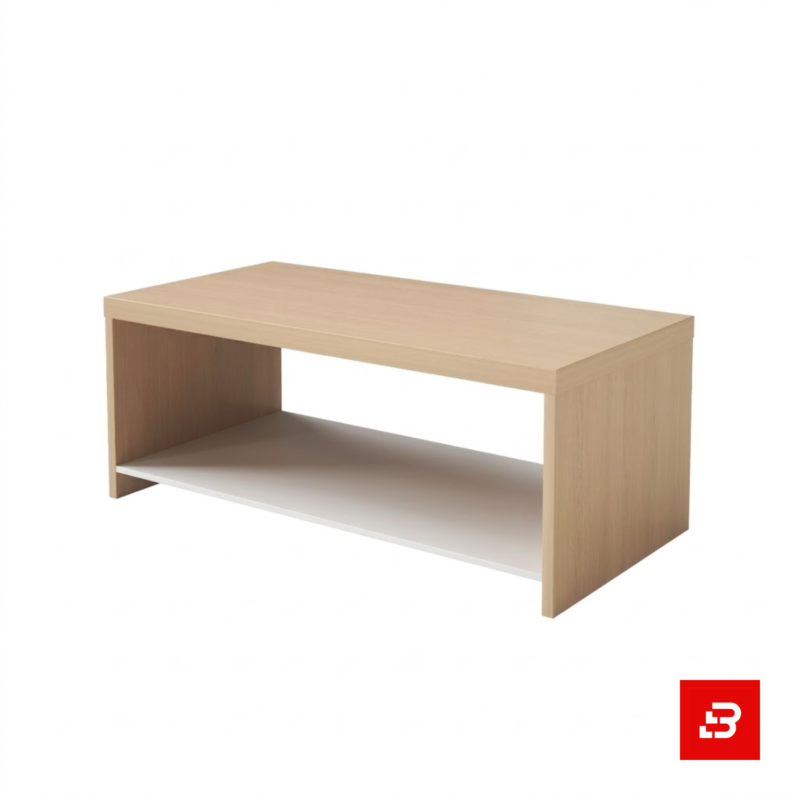 Modern light oak rectangular coffee table with open lower shelf storage for UAE living rooms