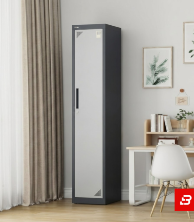 Modern tall single locker storage cabinet with secure locking door for UAE offices and homes