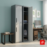 Modern double-tier 2-door metal locker storage cabinet with secure locking doors for UAE spaces
