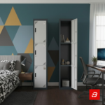 Modern triple-tier 3-door metal locker storage cabinet with secure locking doors for UAE spaces