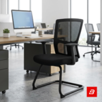 Modern black mesh visitor office chair with cantilever base for UAE offices and meeting rooms