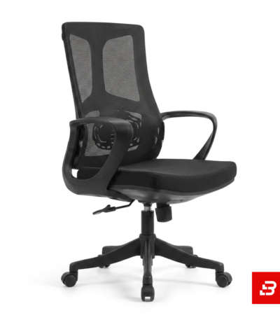 Modern black ergonomic mesh office chair with swivel base and rolling casters for UAE offices