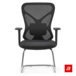 Modern black mesh visitor office chair with chrome cantilever base for UAE offices and meeting rooms
