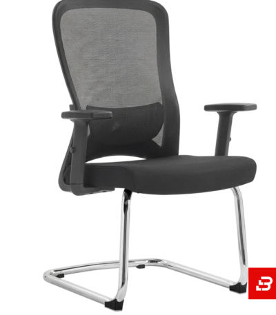 Modern black mesh visitor office chair with chrome cantilever base for UAE offices and meeting rooms