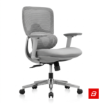 Modern grey ergonomic mesh office chair with swivel base and rolling casters for UAE offices
