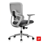 Modern grey ergonomic mesh office chair with swivel base and rolling casters for UAE offices
