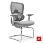 Modern grey mesh visitor office chair with chrome cantilever base for UAE offices and meeting rooms