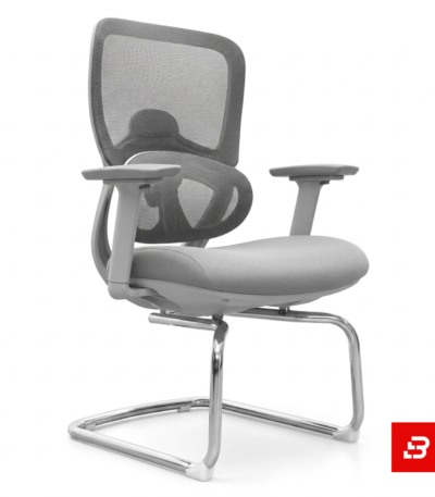 Modern grey mesh visitor office chair with chrome cantilever base for UAE offices and meeting rooms