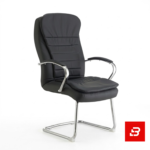 Luxury executive black leatherette visitor office chair with chrome cantilever base for UAE offices