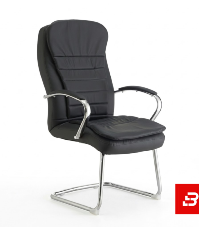 Luxury executive black leatherette visitor office chair with chrome cantilever base for UAE offices