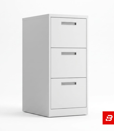 Modern white 3-drawer office filing cabinet by Bahoo Interior UAE