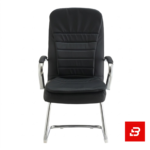 Luxury executive black leatherette visitor office chair with chrome cantilever base for UAE offices