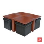 Bahoo Tetra Nesting Coffee Table and Ottoman Set | Space-Saving Living Room Furniture
