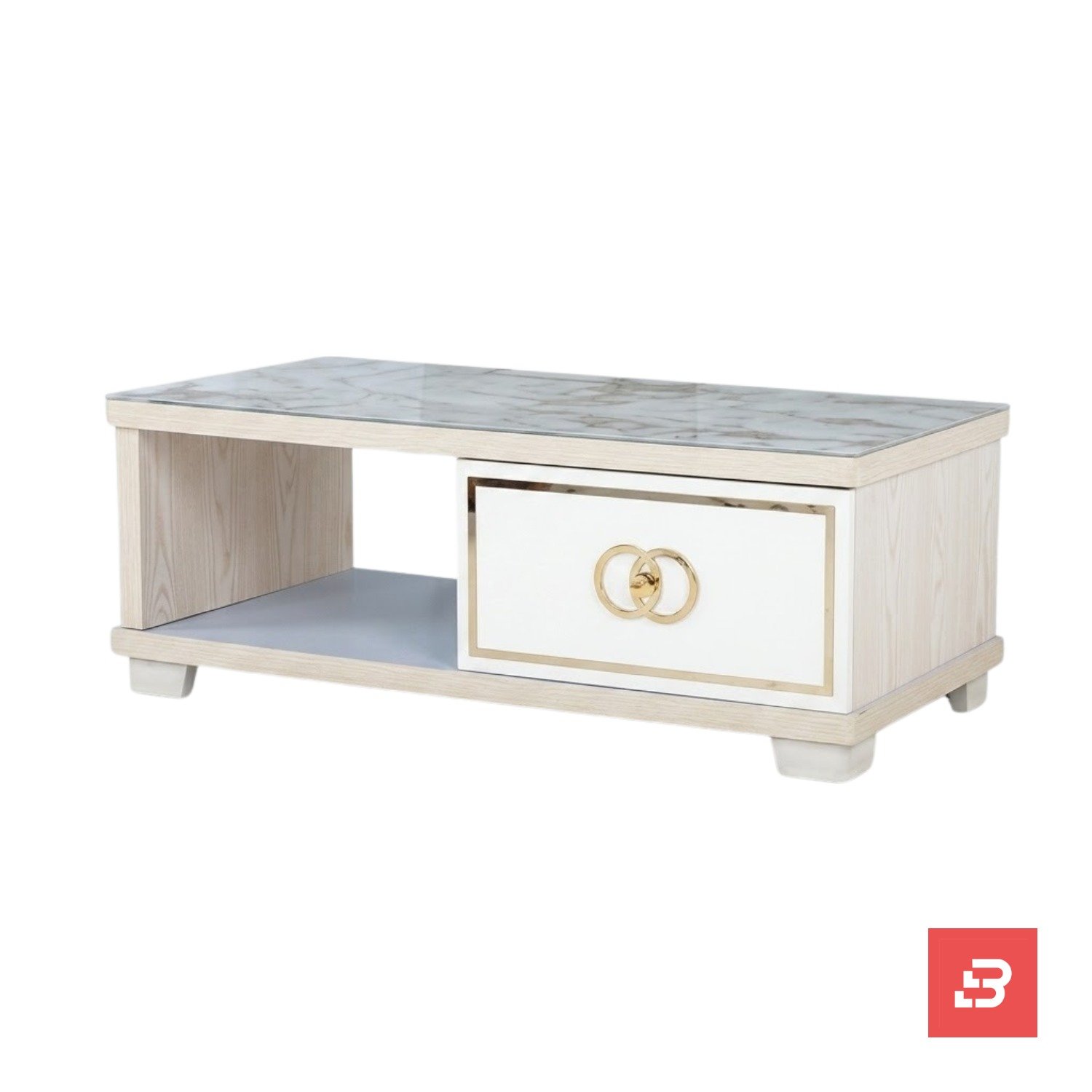 WhatsApp Image 2026-08-04 at 9.47.48 AM Bahoo Aurelia Marble-Top Storage Coffee Table | Modern Living Room Furniture - Image 1