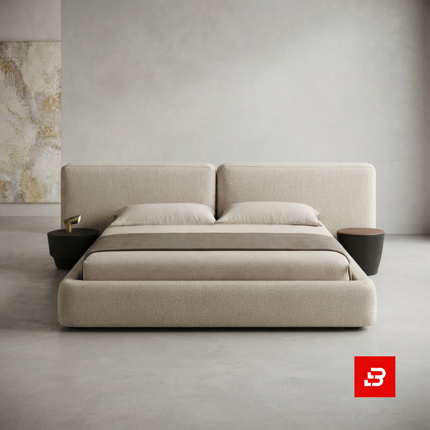 bahoo (1) Bahoo Haven Split-Panel Upholstered Platform Bed | Luxury Bedroom Furniture - Image 1