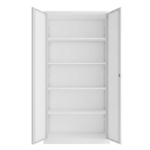 White 2-door office storage cupboard with open shelves by Bahoo Interior UAE