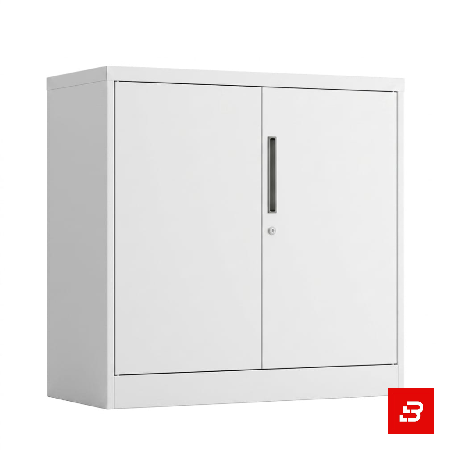 Modern White Low 2-Door Office Storage Cabinet White low 2-door office storage cupboard with lock by Bahoo Interior UAE