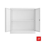 White low 2-door office storage cupboard with lock by Bahoo Interior UAE