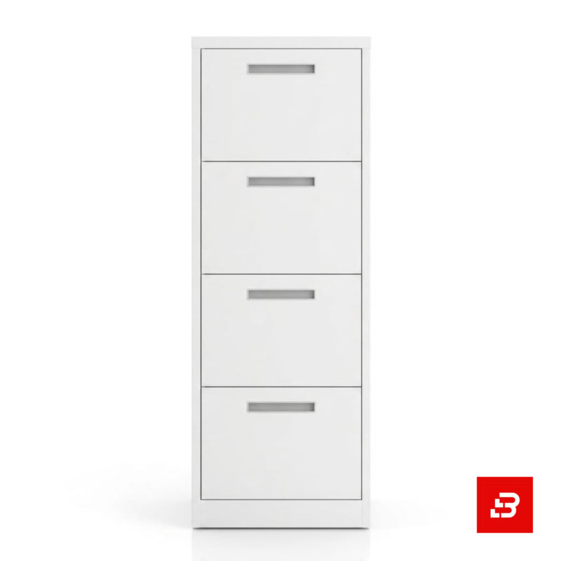 Modern white 4-drawer office vertical filing cabinet by Bahoo Interior UAE